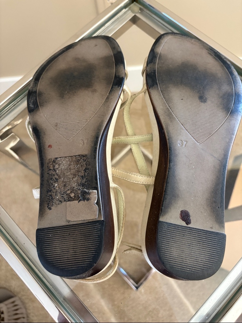 La CANADIENNE Cream Suède Strappy Rosette Slingback Sandals |37 US 7.5 - Picture 5 of 7